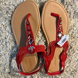 Red Jeweled Sandals 13 Torrid